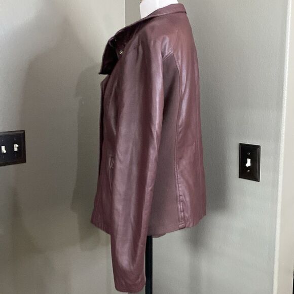 R. D Style Rhonda Maroon Faux Leather Moto Jacket - Picture 13 of 15
